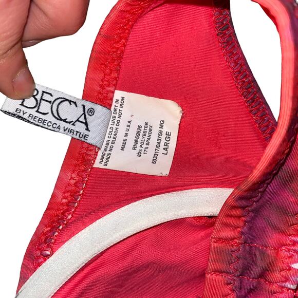 BECCA by Rebecca Virtue Pink Purple Bikini Swim Bathing Suit Top Women's Large - Picture 8 of 8